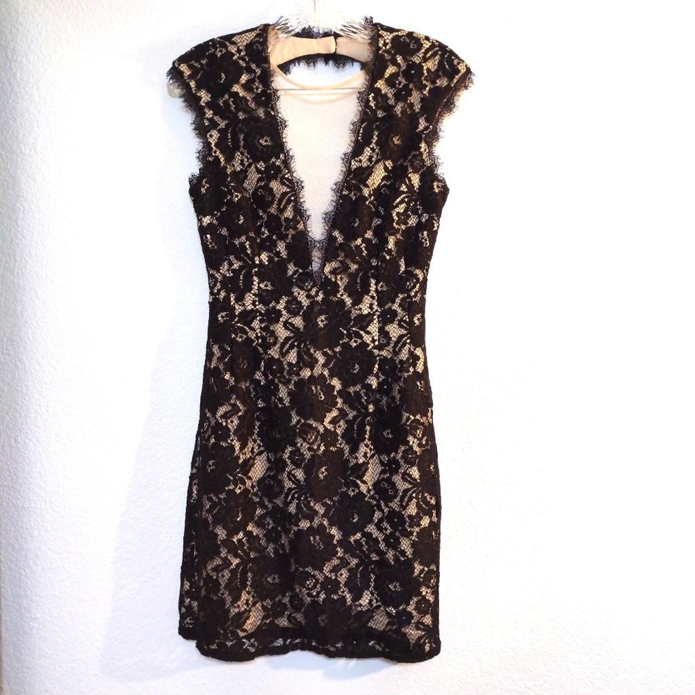 Aidan by Aidan Mattox | Sz: 8 | Black Plunging Neckline Lace…
